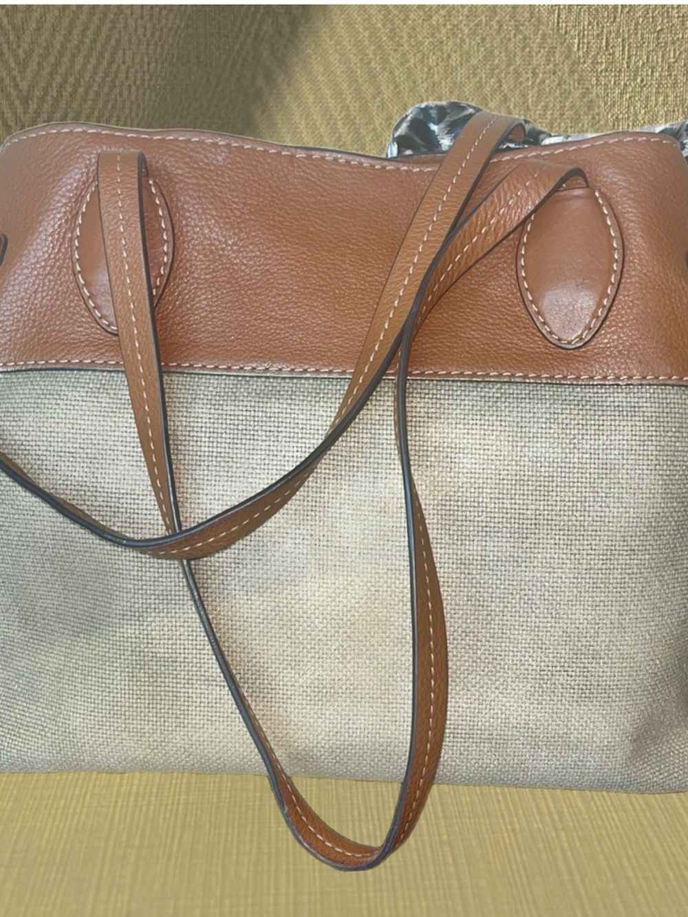Michael Kors Golden Beige and Brown Shoulder Bag with MK Charm and Scarf - Picture 2 of 7